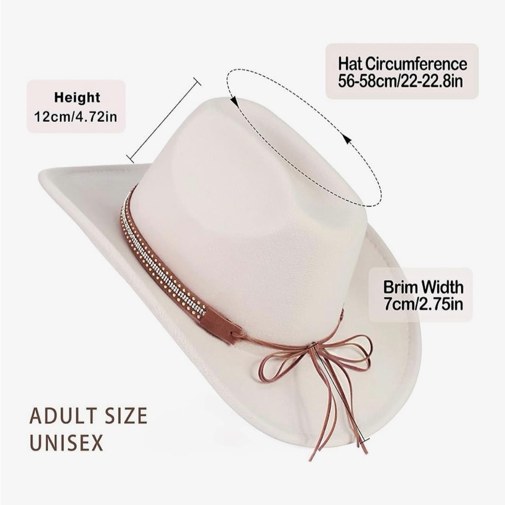 Cream Women’s Cowboy Wide-Brim Hat with Rhinestone Band - Picture 6 of 6